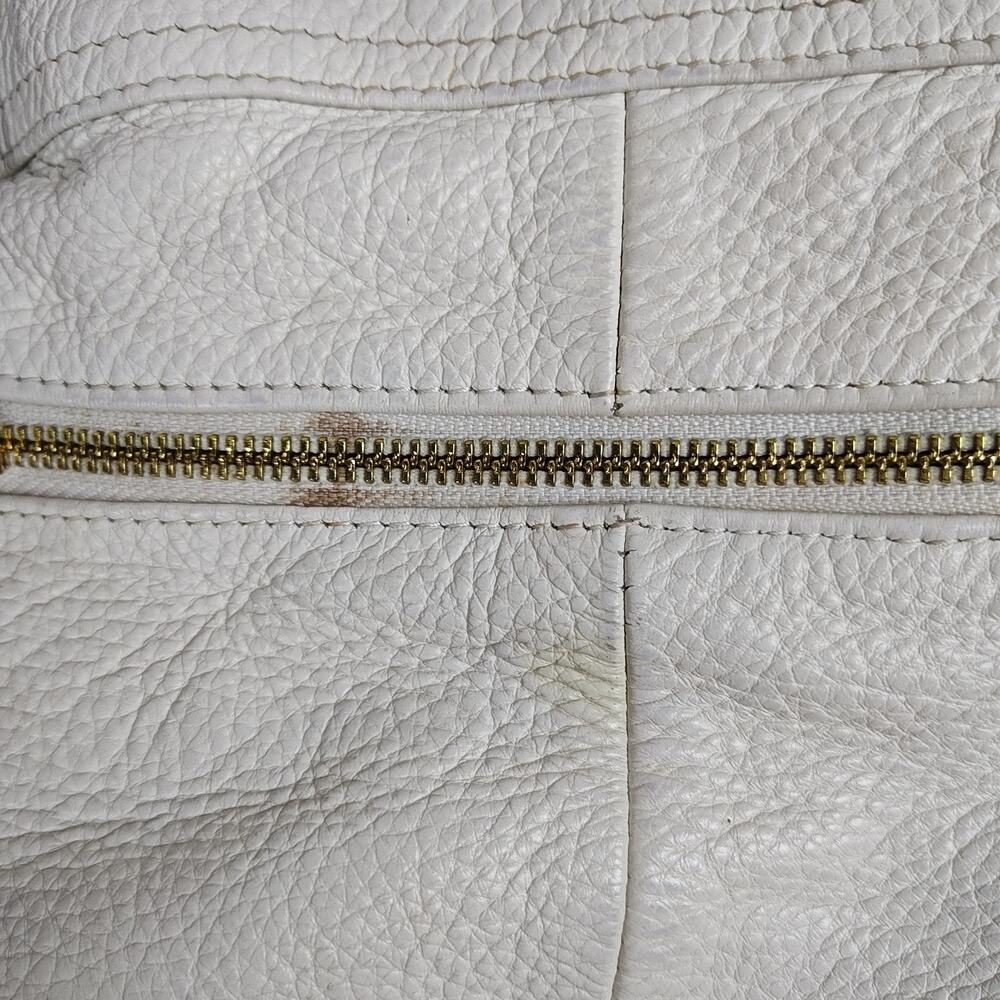 CYNTHIA ROWLEY XL Ivory/Brown Pebbled Leather Convertible Satchel/Shoulder Bag - Picture 12 of 16